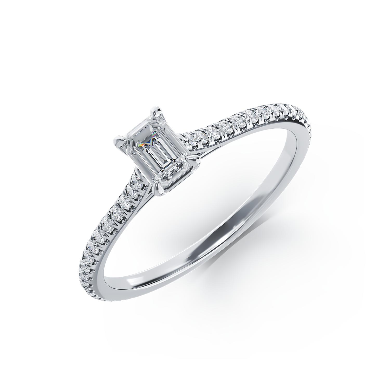 Inel de logodna din platina cu diamant de 0.31ct si diamante de 0.195ct